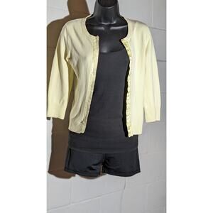 Old Navy Snap Front Yellow Cardigan Sweater Womens 3/4 Sleeve Top Xsmall
